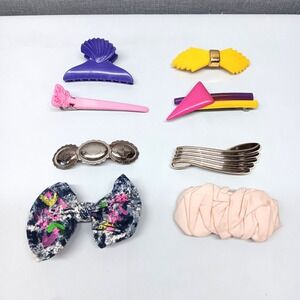 VTG 80s 90s‎ Hair Clip Lot Barrette Claw Butterfly Bow Western Silver 8 Pieces